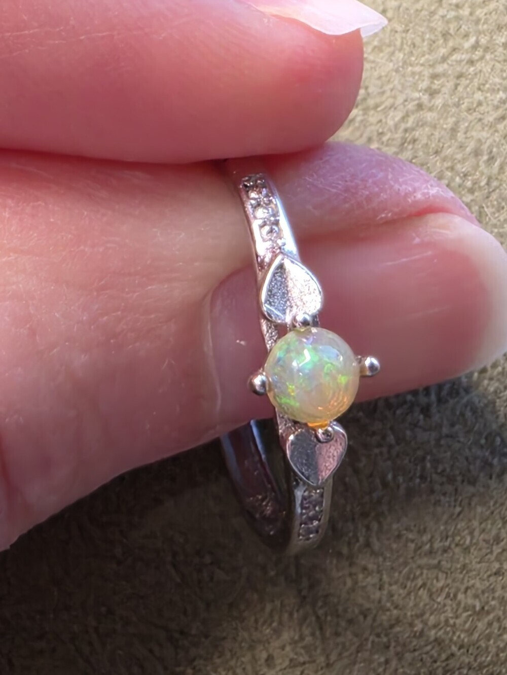 Opalite Sterling Silver Adjustable Ring